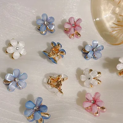 Crystal Floral Mini Hair Clips (3 Pcs)